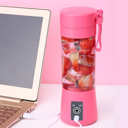 Portable Blender for Shakes and Smoothies with 14 Oz BPA Free Travel Cup and Lid - Personal Travel Blenders for Smoothies - Mini Fruit Juice Mixing Shaker Bottle (380Ml) (Pink)